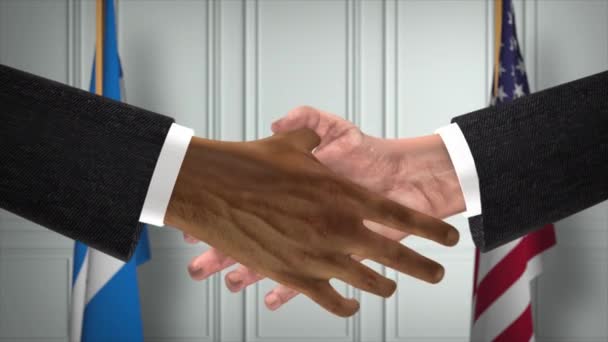 Гондурас Бізнес Бізнес Сша Державні Прапори Офіційний Сайт Diplomacy Handshake — стокове відео
