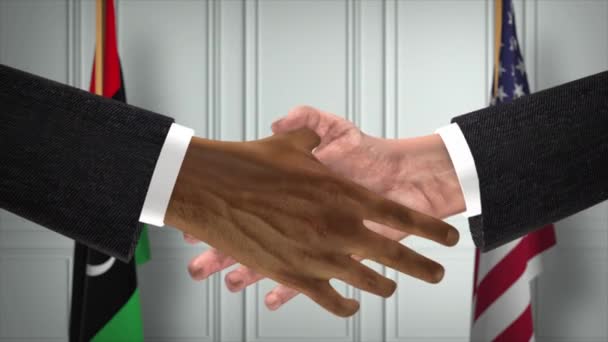 Лівія Угода Про Партнерство Між Сша Державні Прапори Офіційний Сайт — стокове відео