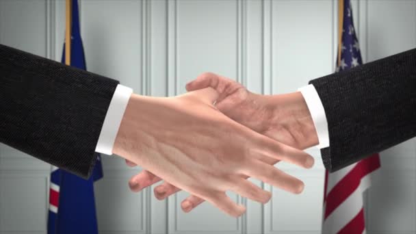 Nowa Zelandia Usa Partnerstwo Business Deal Flagi Państwowe Oficjalna Ilustracja — Wideo stockowe