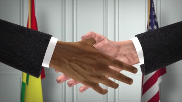 Επιχειρηματικές Συμφωνίες Σενεγάλης Και Ηπα Σημαίες Της Εθνικής Κυβέρνησης Επίσημη — Αρχείο Βίντεο