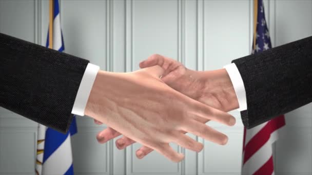 Urugwaj Usa Partnerstwo Business Deal Flagi Państwowe Oficjalna Ilustracja Ilustracji — Wideo stockowe
