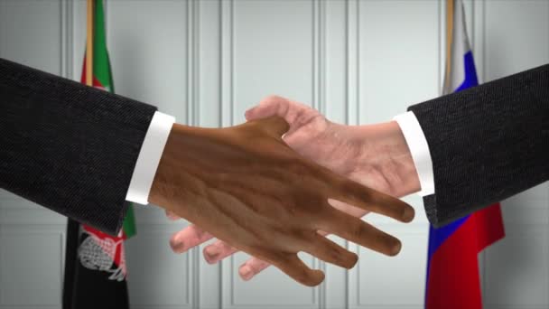 Afganisztán Oroszország Kézfogással Politikai Illusztrációval Foglalkozik Hivatalos Találkozó Vagy Együttműködés — Stock videók