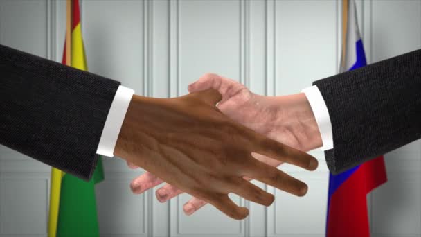 Boliwia Rosja Handlują Uściskiem Dłoni Polityczną Ilustracją Oficjalne Spotkanie Lub — Wideo stockowe