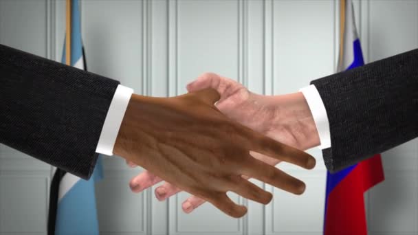 Botswana Rosja Handlują Uściskiem Dłoni Ilustracją Polityczną Oficjalne Spotkanie Lub — Wideo stockowe