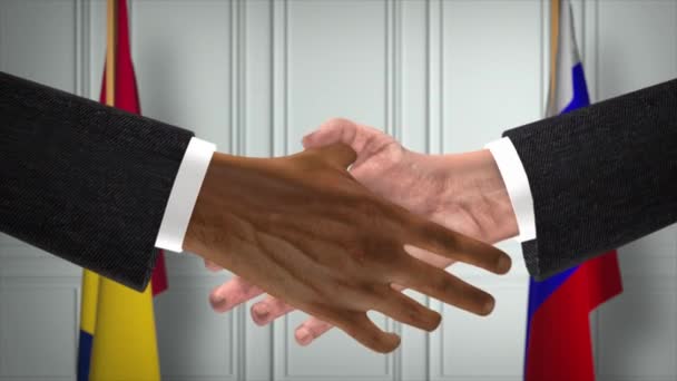 Chad Rusia Negocian Apretón Manos Ilustración Política Reunión Oficial Cooperación — Vídeo de stock