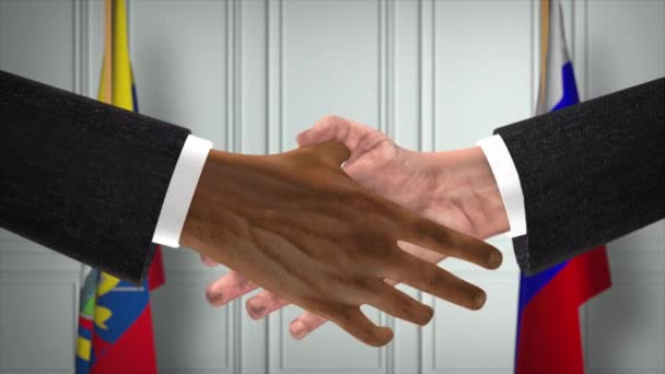 Ecuador Russia Deal Handshake Politics Illustration Official Meeting Cooperation Business — Stock Video