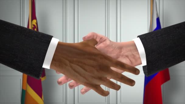 Шри Ланка Россия Договорились Рукопожатии Политическая Иллюстрация Официальная Встреча Сотрудничество — стоковое видео