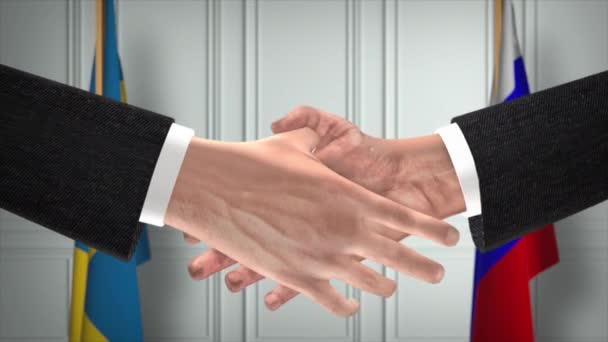 瑞典和俄罗斯交易握手 政治例证 正式会议或合作 商务会议 商人或政治家握手 — 图库视频影像