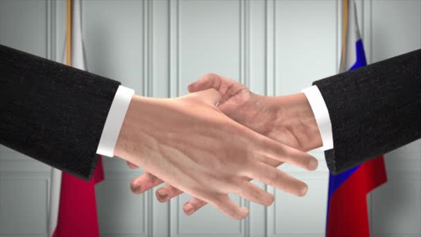 波兰和俄罗斯交易握手 政治例证 正式会议或合作 商务会议 商人或政治家握手 — 图库视频影像