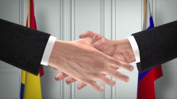 루마니아와 러시아는 정치적 비유를 악수를 사업가들 치가들 악수를 — 비디오