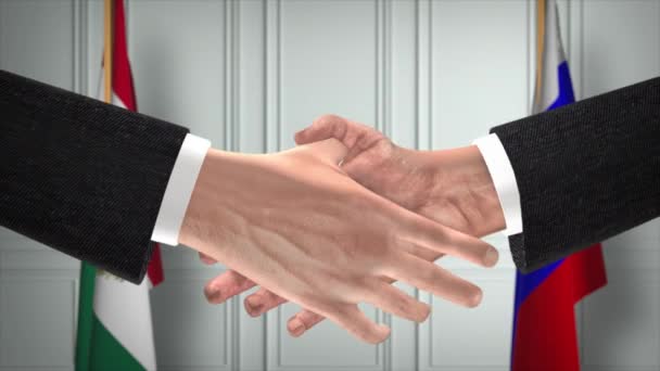 墨西哥和俄罗斯的交易握手 政治例证 正式会议或合作 商务会议 商人或政治家握手 — 图库视频影像