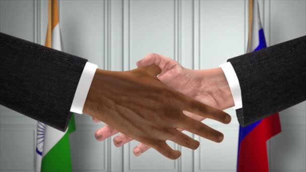 印俄交易握手 政治例证 正式会议或合作 商务会议 商人或政治家握手 — 图库视频影像