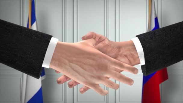 Izrael Rosja Handlują Uściskiem Dłoni Ilustracją Polityczną Oficjalne Spotkanie Lub — Wideo stockowe