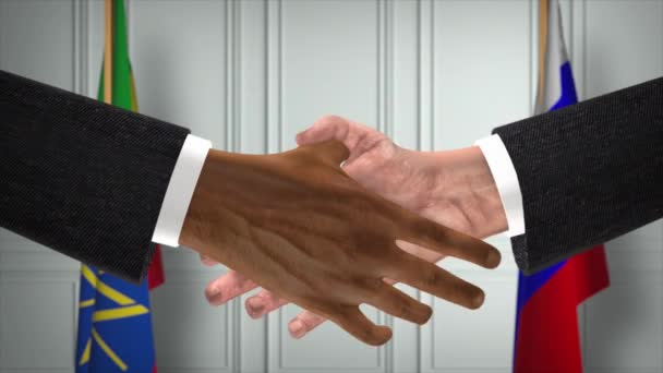 Αιθιοπία Και Ρωσία Συμφωνία Χειραψία Πολιτική Απεικόνιση Επίσημη Συνάντηση Συνεργασία — Αρχείο Βίντεο