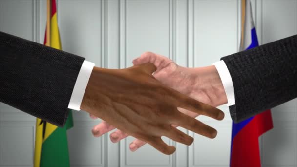 加纳和俄罗斯交易握手 政治例证 正式会议或合作 商务会议 商人或政治家握手 — 图库视频影像