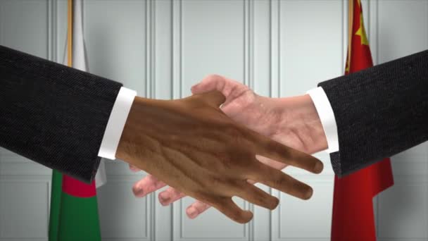 Algeria Cina Officiali Business Meeting Diplomazia Deal Animazione Partner Stretta — Video Stock