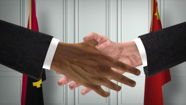 Angola Cina Officiali Business Meeting Diplomazia Deal Animazione Partner Stretta — Video Stock