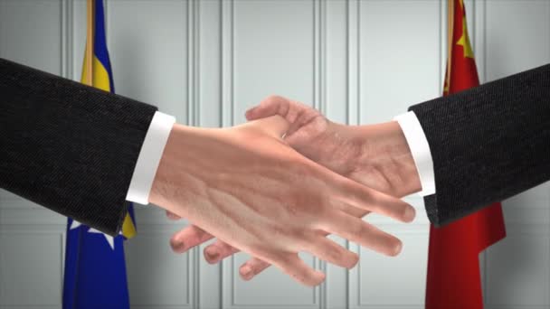 Reunión Negocios Funcionarios Bosnia Herzegovina China Diplomacy Deal Animation Socios — Vídeo de stock