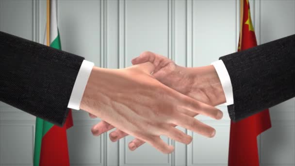 Reuniunea Afaceri Oficialilor Din Bulgaria China Diplomacy Deal Animation Parteneri — Videoclip de stoc