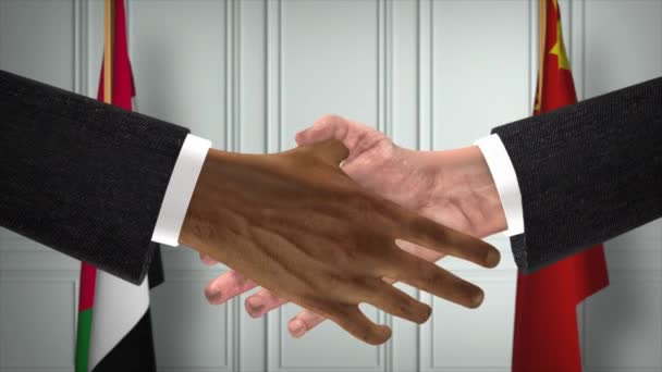 スーダンと中国の実務者会議 外交はアニメーションを扱う パートナー Handshake — ストック動画