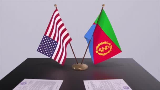 Eritrea Und Die Usa Verhandlungstisch Ein Diplomatisches Abkommen Animation Aus — Stockvideo