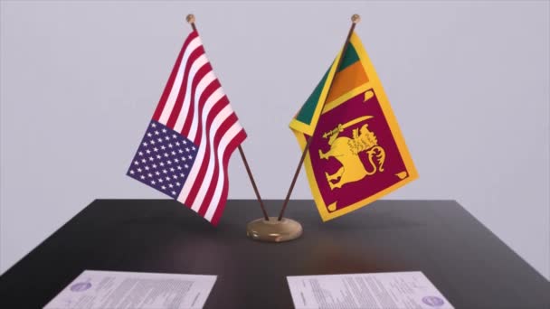 Srí Lanka Usa Jednacího Stolu Diplomatická Dohoda Animace Obchodu Politiky — Stock video