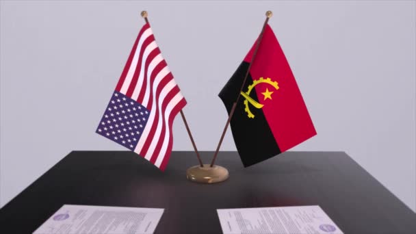 Ангола Сша Переговорним Столом Дипломатичною Угодою Ділова Політична Анімація Національні — стокове відео