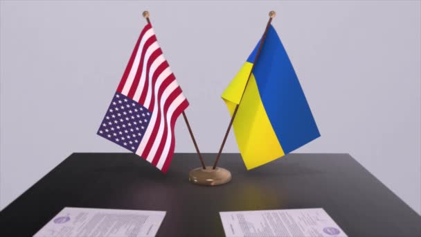 Ουκρανία Και Στο Τραπέζι Των Διαπραγματεύσεων Μια Διπλωματική Συμφωνία Επιχειρήσεις — Αρχείο Βίντεο