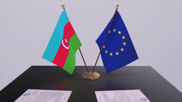 Azerbaijan Flag Table Politics Deal Business Agreement Country Animation — Stock Video