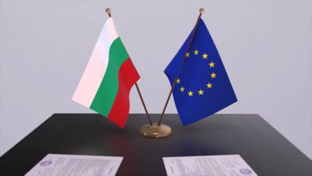 Bulharsko Vlajka Stole Politika Řešení Nebo Obchodní Dohoda Country Animace — Stock video