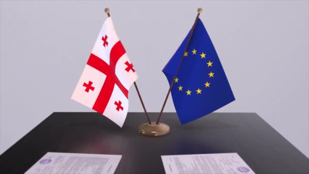 Georgia Flag Table Politics Deal Business Agreement Country Animation — Stock Video