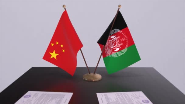 Bandeira Afeganistão China Conceito Política Acordo Parceria Entre Países Acordo — Vídeo de Stock
