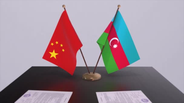 Azerbajdzjans Och Kinas Flagga Politiskt Koncept Partneravtal Mellan Länder Partnerskapsavtal — Stockvideo