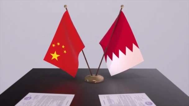 Bahrain Und China Flagge Politisches Konzept Partnerabkommen Zwischen Ländern Partnerschaftsabkommen — Stockvideo