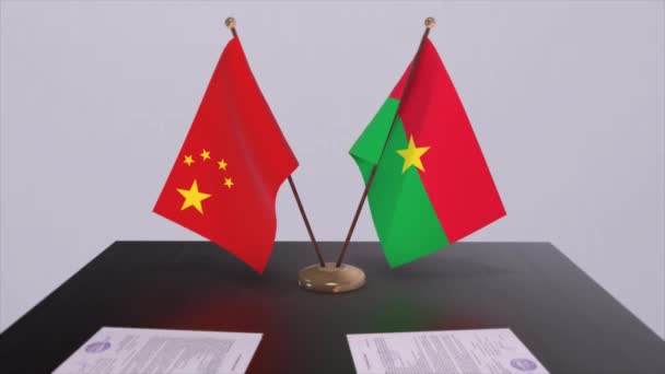 Burkina Faso Flaga Chin Koncepcja Polityczna Umowa Partnerska Między Krajami — Wideo stockowe