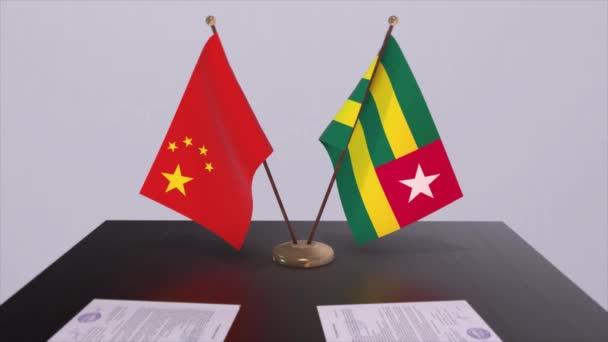 Togo Bandeira China Conceito Política Acordo Parceria Entre Países Acordo — Vídeo de Stock