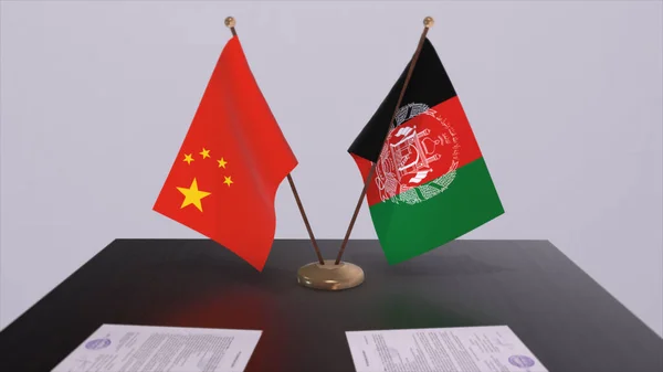 Afghanistan China Flag Politics Concept Partner Deal Countries Partnership Agreement — Stockfoto