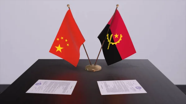 Angola China Flag Politics Concept Partner Deal Countries Partnership Agreement — Stock Photo, Image
