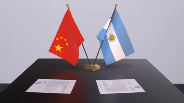 Argentina China Flag Politics Concept Partner Deal Countries Partnership Agreement — Foto Stock
