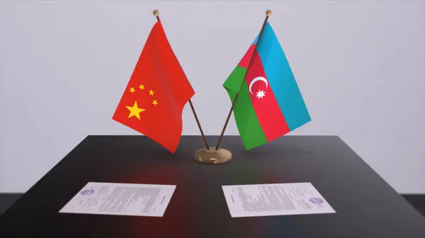 Azerbaijan China Flag Politics Concept Partner Deal Countries Partnership Agreement — Stockfoto