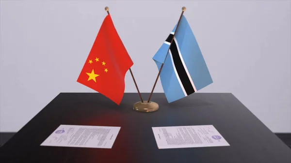 Botswana China Flag Politics Concept Partner Deal Countries Partnership Agreement — Stock Photo, Image