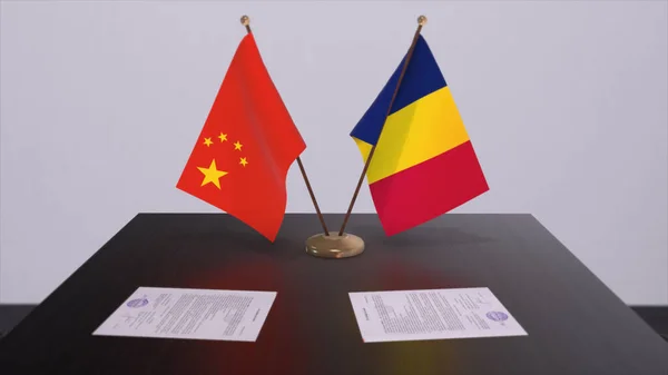 Chad China Flag Politics Concept Partner Deal Countries Partnership Agreement — Stock Photo, Image