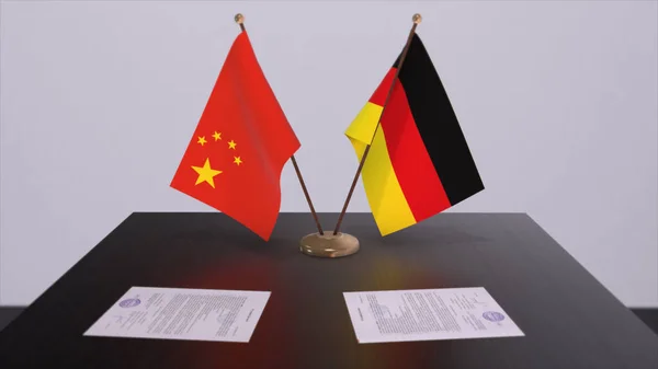 Germany China Flag Politics Concept Partner Deal Countries Partnership Agreement — Stock Photo, Image