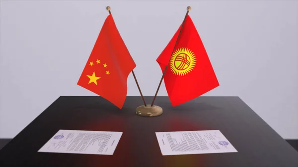 Kyrgyzstan China Flag Politics Concept Partner Deal Countries Partnership Agreement — Stock Photo, Image