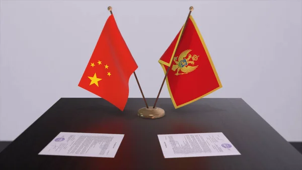 Montenegro China Flag Politics Concept Partner Deal Countries Partnership Agreement — Stock Photo, Image