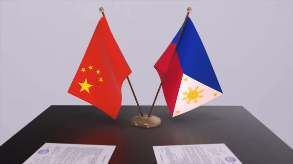 Filipina Dan Bendera Cina Konsep Politik Kesepakatan Mitra Antar Negara — Stok Foto