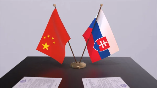 Прапор Словаччини Китаю Концепція Політики Партнерство Стосунки Між Країнами Угода — стокове фото
