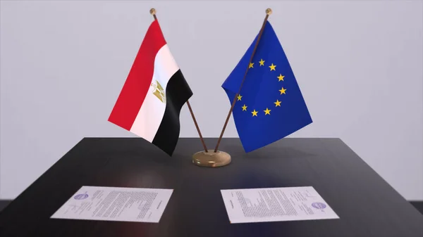 Egitto Bandiera Dell Sul Tavolo Accordo Politico Accordo Affari Con — Foto Stock