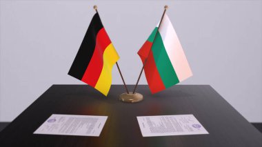 Bulgaria and Germany flag, politics relationship, national flags. Partnership deal 3D illustration.