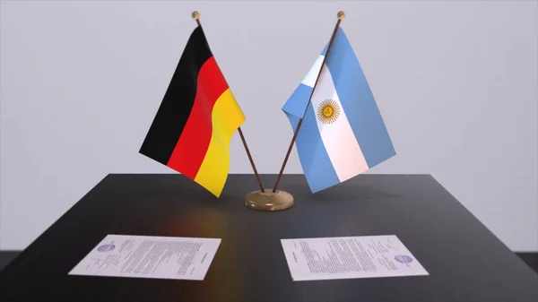 Argentina Germany Flag Politics Relationship National Flags Partnership Deal Illustration — Stok Foto